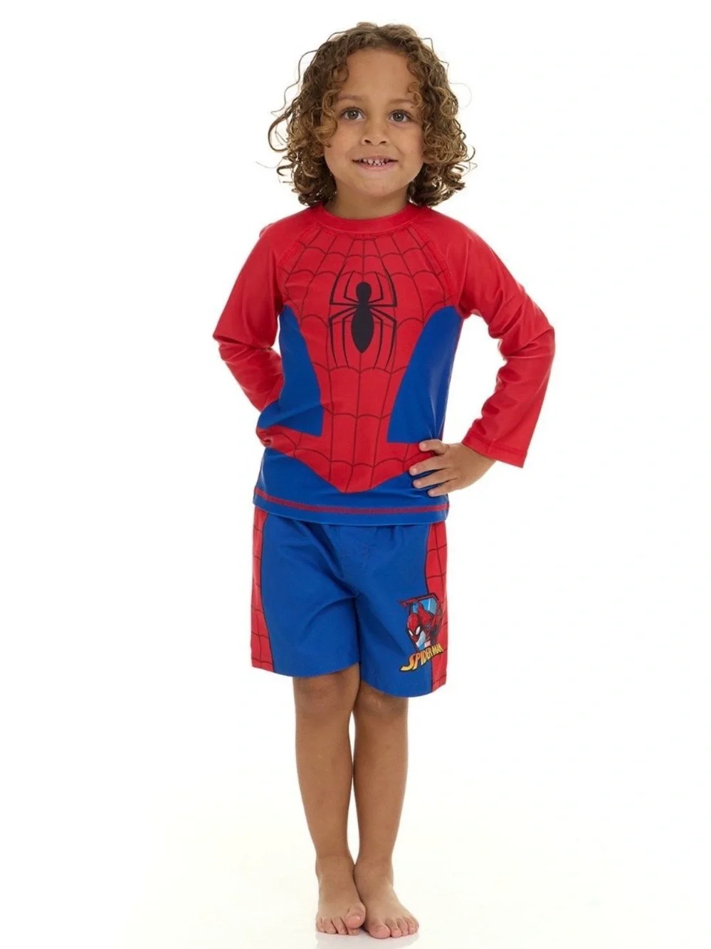 NWT spiderman 2 piece rashguard and swim trunks size 2t